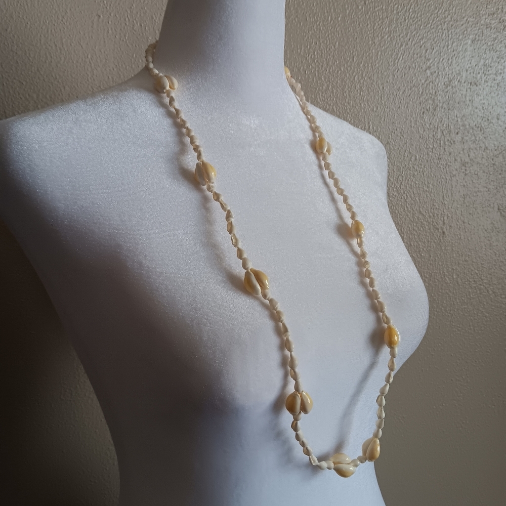Long Vintage Sea Shell Necklace Boho Beach Tropical Summer Surf Mermaid Ocean